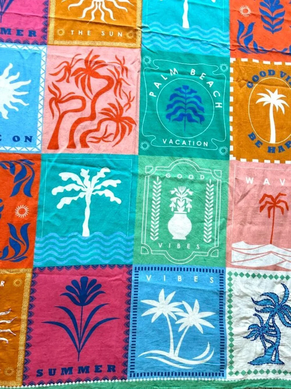 Calypso St. Barth Large Embroidered Travel Wrap Vacation Print Palm Beach